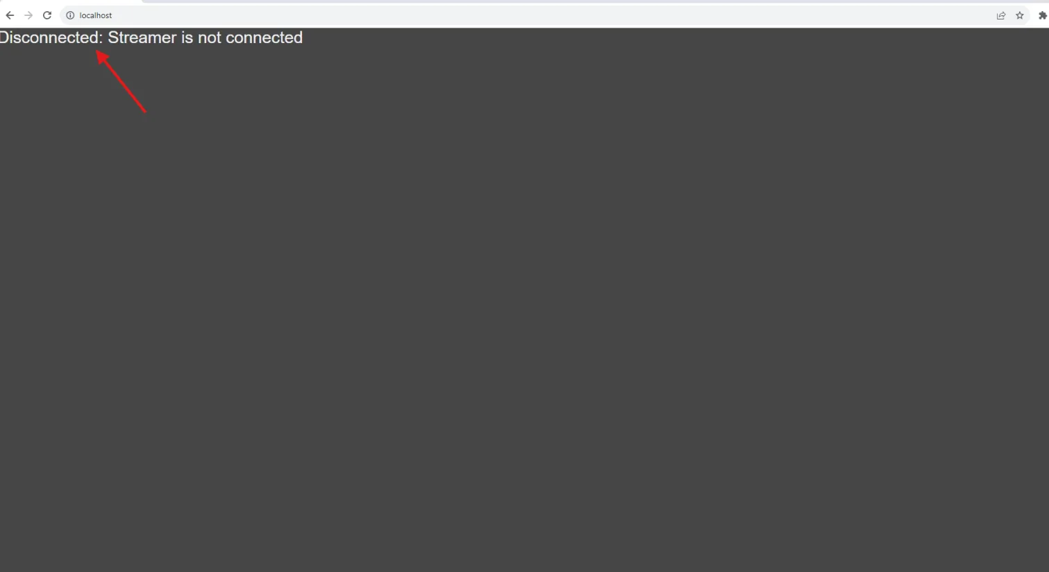 The signalling server page shown when Pixel Streaming was not enabled