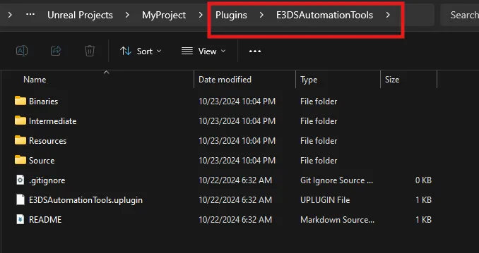 The expected contents of the E3DSAutomationTools plugin folder