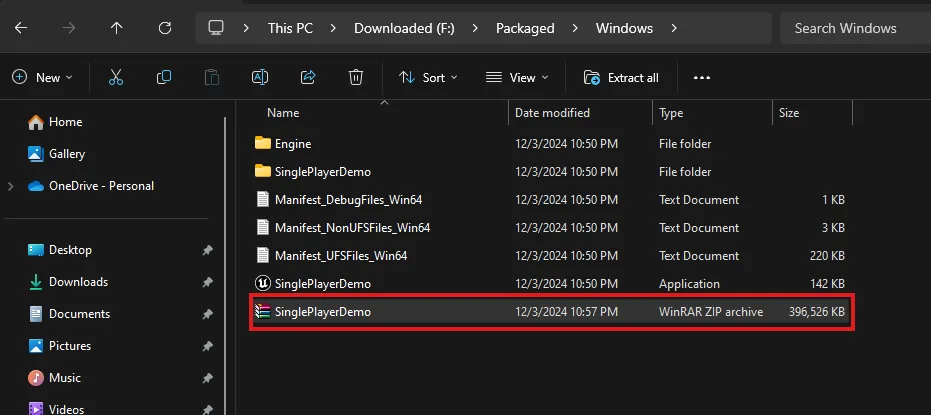 Creating a ZIP archive from the selected files
