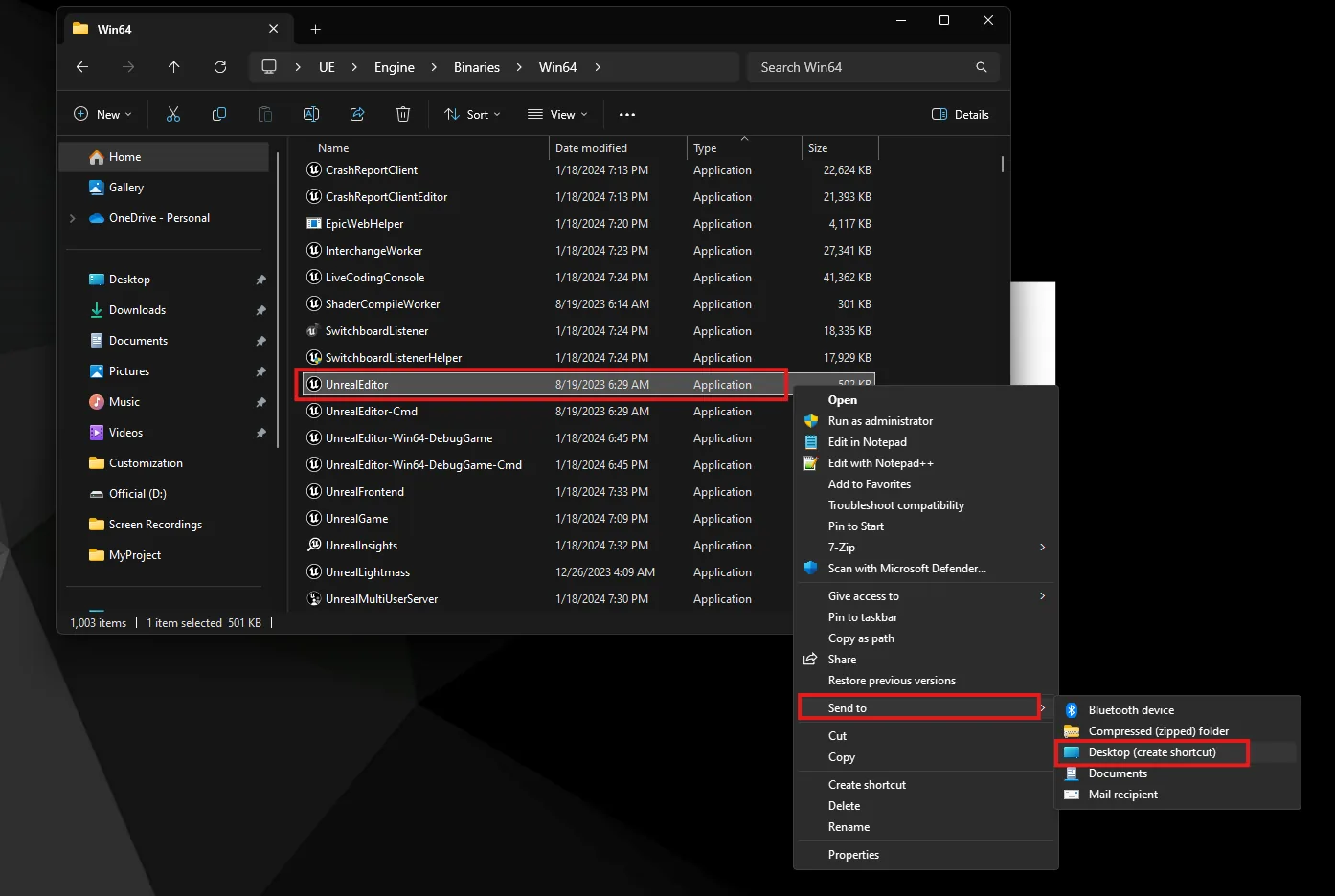 Creating a shortcut to the source-build Unreal Editor
