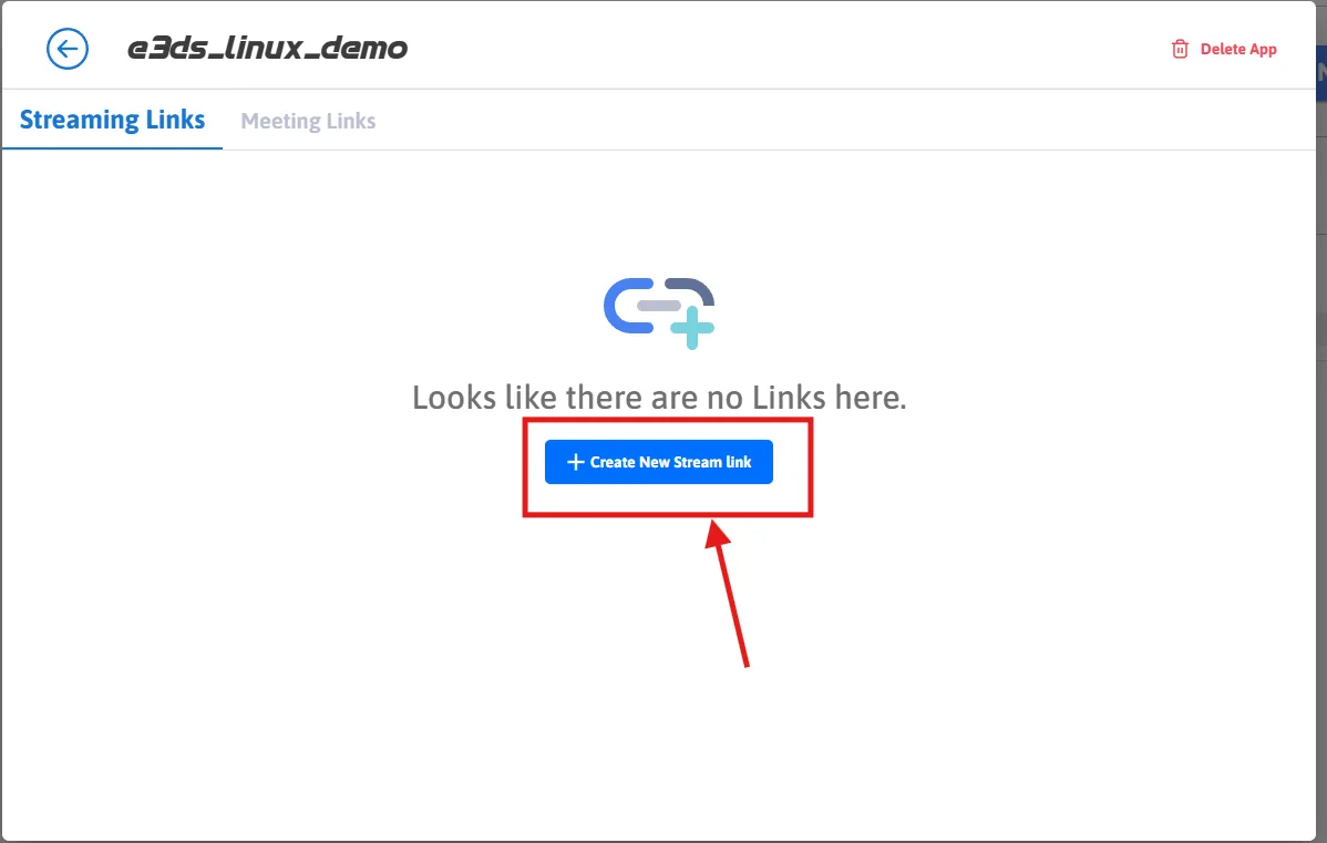 Creating a new stream link in the Control Panel