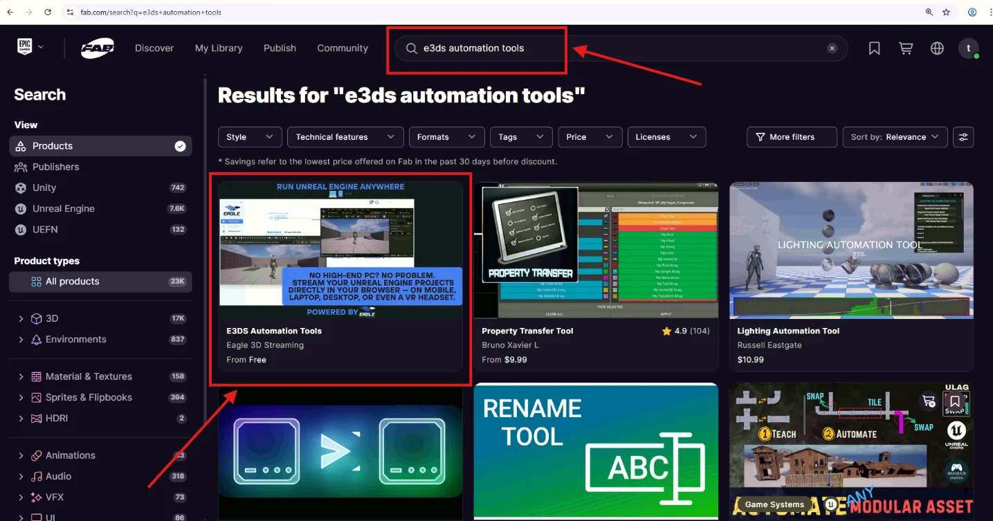 Searching for E3DS Automation Tools on Fab