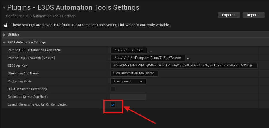 The Launch Streaming App URL on Completion option